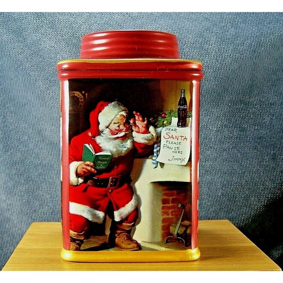 Coca Cola Holiday Portraits Santa Red Stoneware Canister Sakura 2002 - Picture 1 of 7